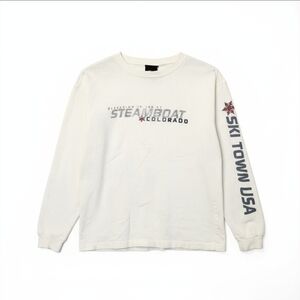 Vintage Steamboat Springs Colorado Ski Jansport White Long Sleeve Tee Comfort